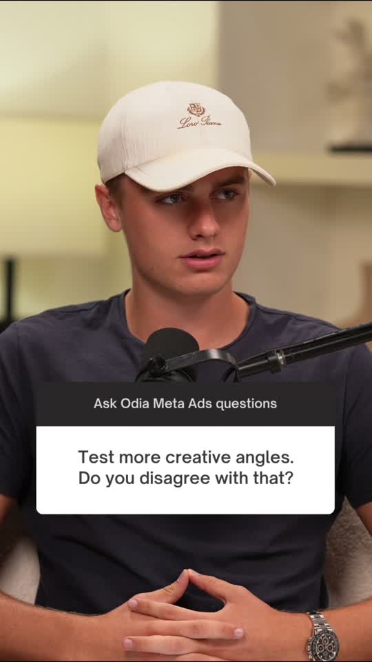 Oskar from ODIA in the podcast studio, asked about testing more creative angles
